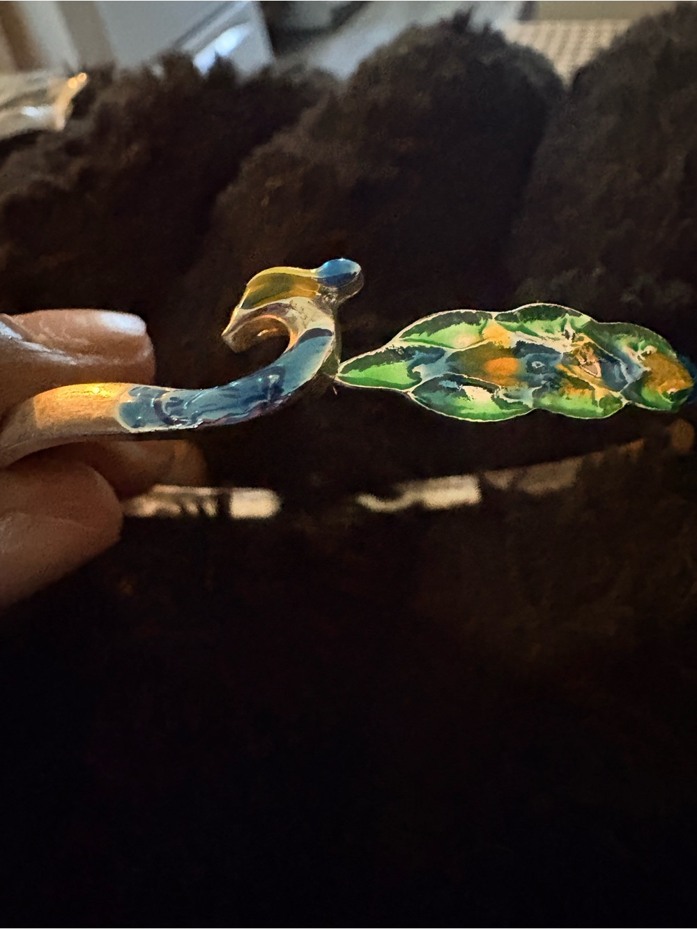 Hand-Painted Blue & Green Terrarium Accent Ornament for Reptile Habitats